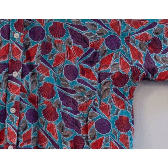 Vintage 90s Y2K Columbia Top Sea Shell Button Down Shirt Women's Size L - Picture 4 of 5